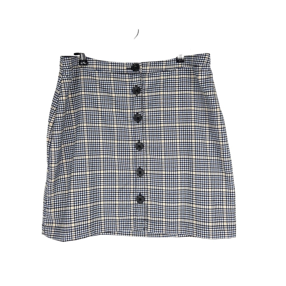Abercrombie & Fitch Plaid Blue‎ Brown Button Front Mini Skirt M Y2K Preppy S